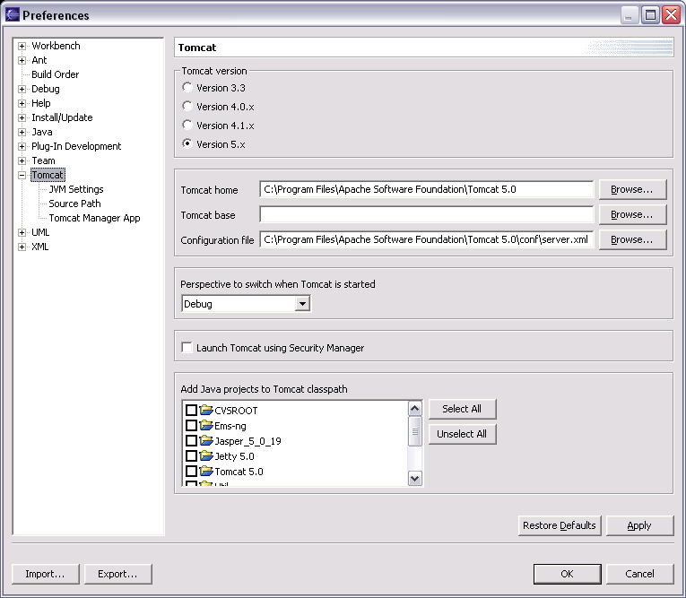 Setting TOMCAT_HOME in Eclipse
