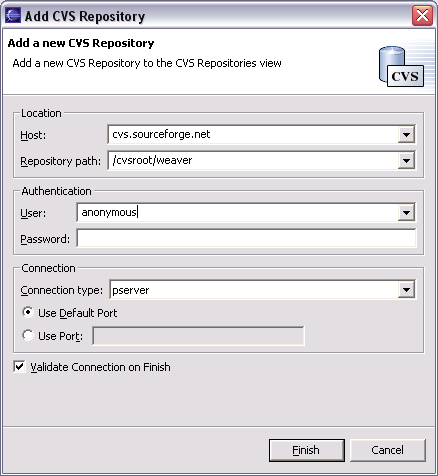 Adding the CVS repository